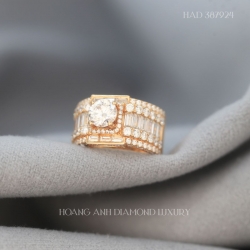 HAD 387924  Nhẫn nam VT14k The Sovereign Square gắn viên chủ moiss 7.0ly